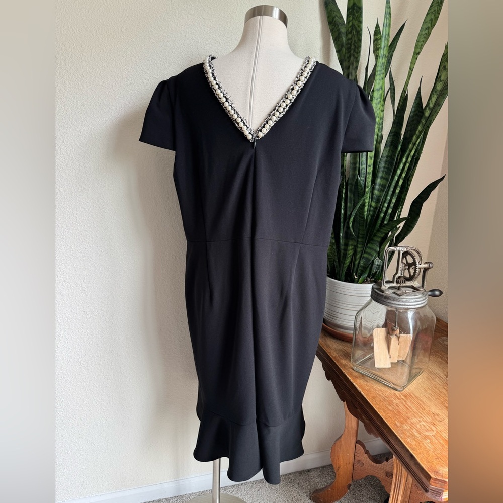 Vintage Betsey Johnson Black Pearl Trim Cocktail Dress Size 18W - Picture 8 of 8